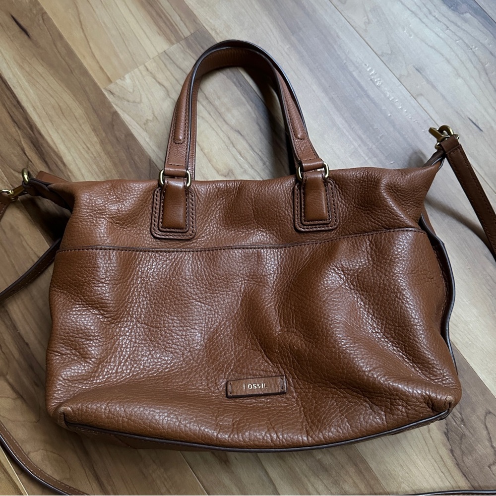 Fossil Julia Tan Leather Satchel Bag
